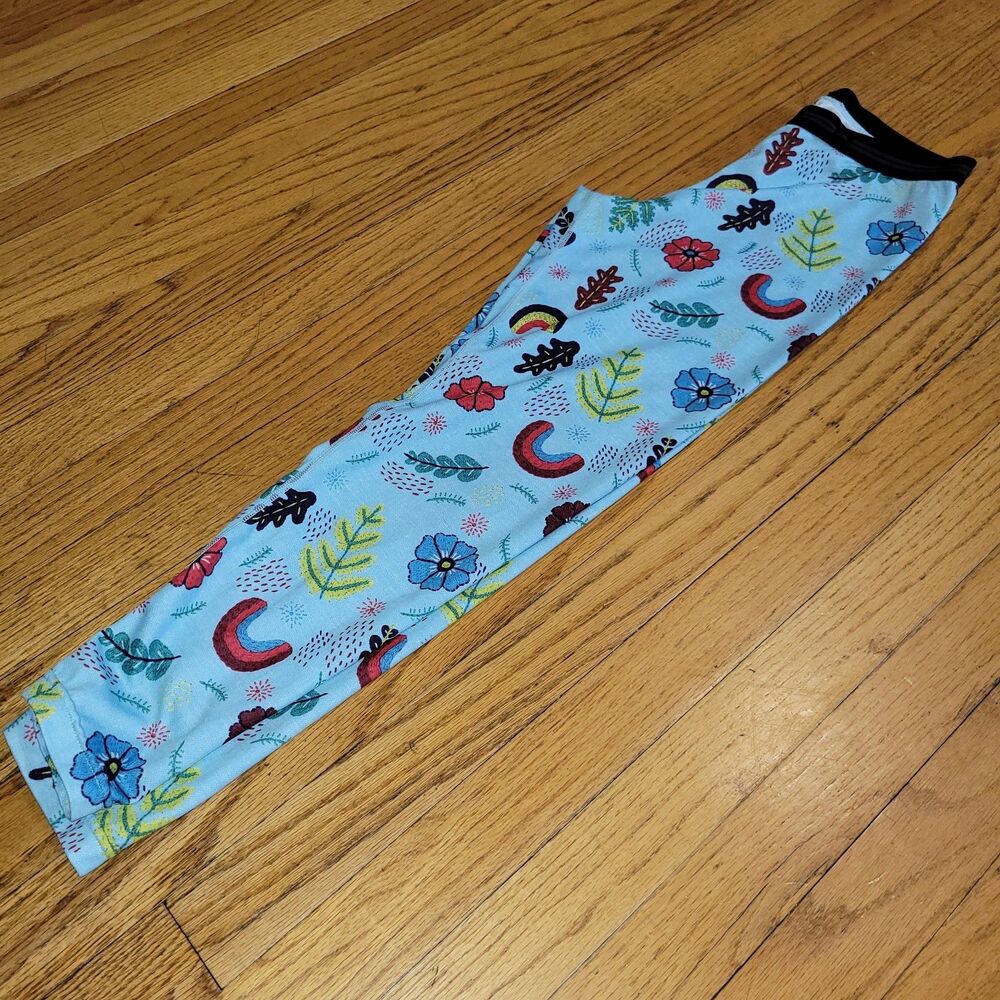 Burton Girls L SZ 12 Lightweight Base 1st Layer Blue Floral Rainbows THERM